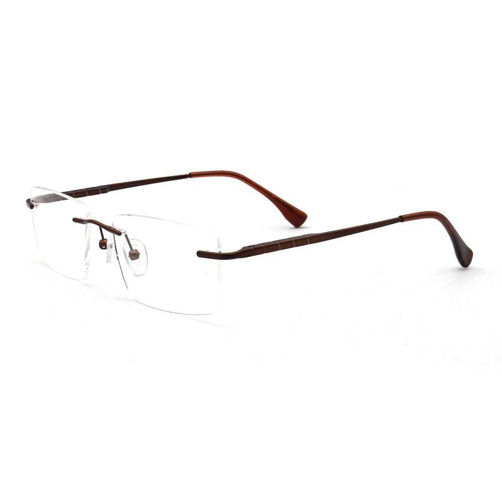 Duncan | Gold Square Business Eyeglasses For Men | Rectangle Metal Rimless Glasses Frame Online