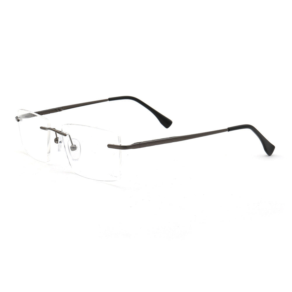 Duncan | Gold Square Business Eyeglasses For Men | Rectangle Metal Rimless Glasses Frame Online
