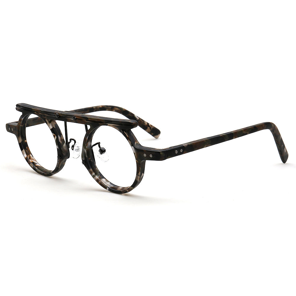 Hester | Retro Flat Top Vintage Glasses Frames Men | Round Nerd Stylish Women Eyeglasses Frames