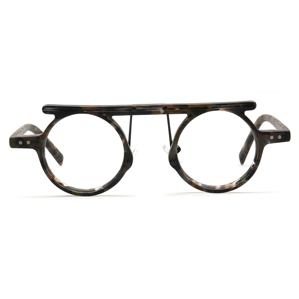 Hester | Retro Flat Top Vintage Glasses Frames Men | Round Nerd Stylish Women Eyeglasses Frames