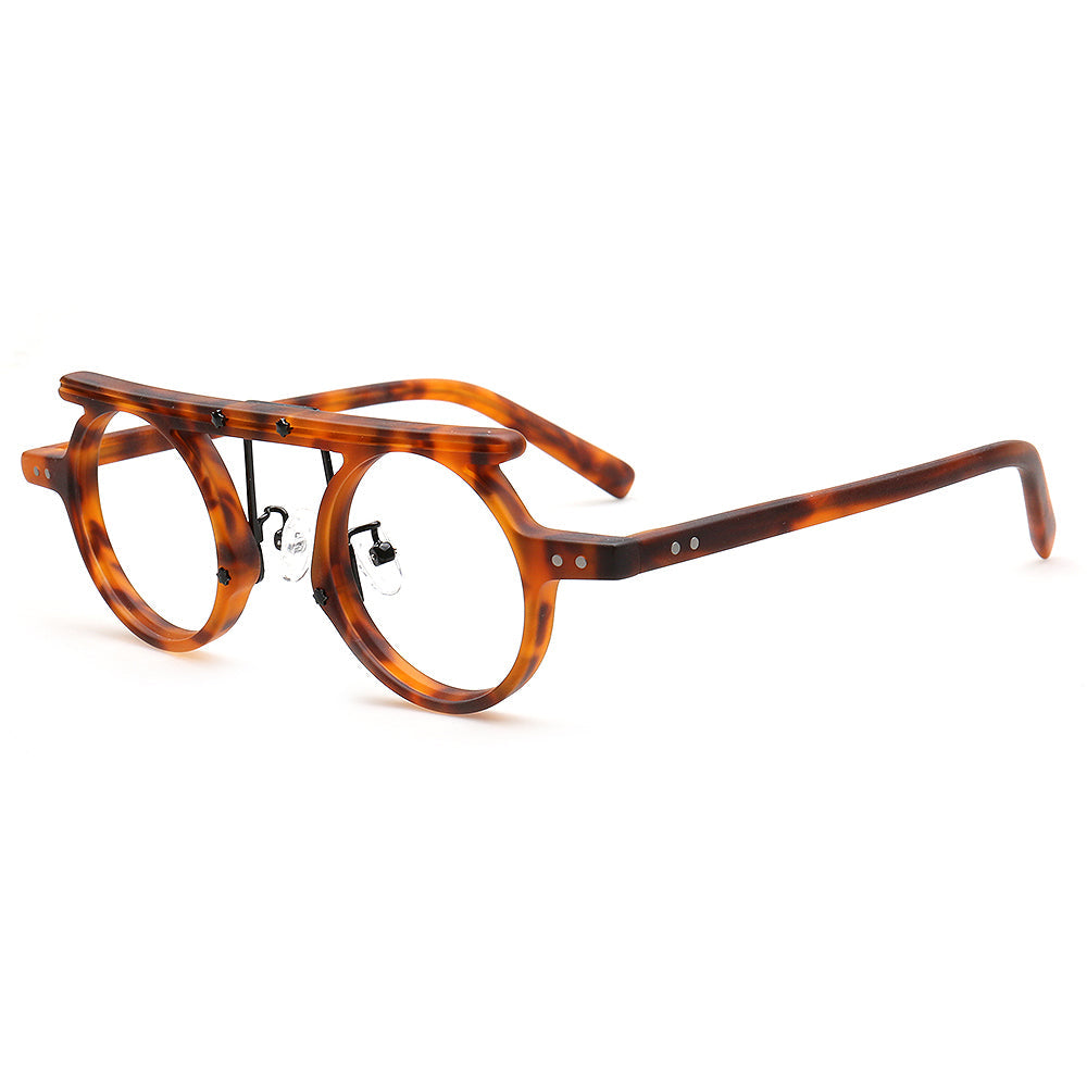 Hester | Retro Flat Top Vintage Glasses Frames Men | Round Nerd Stylish Women Eyeglasses Frames