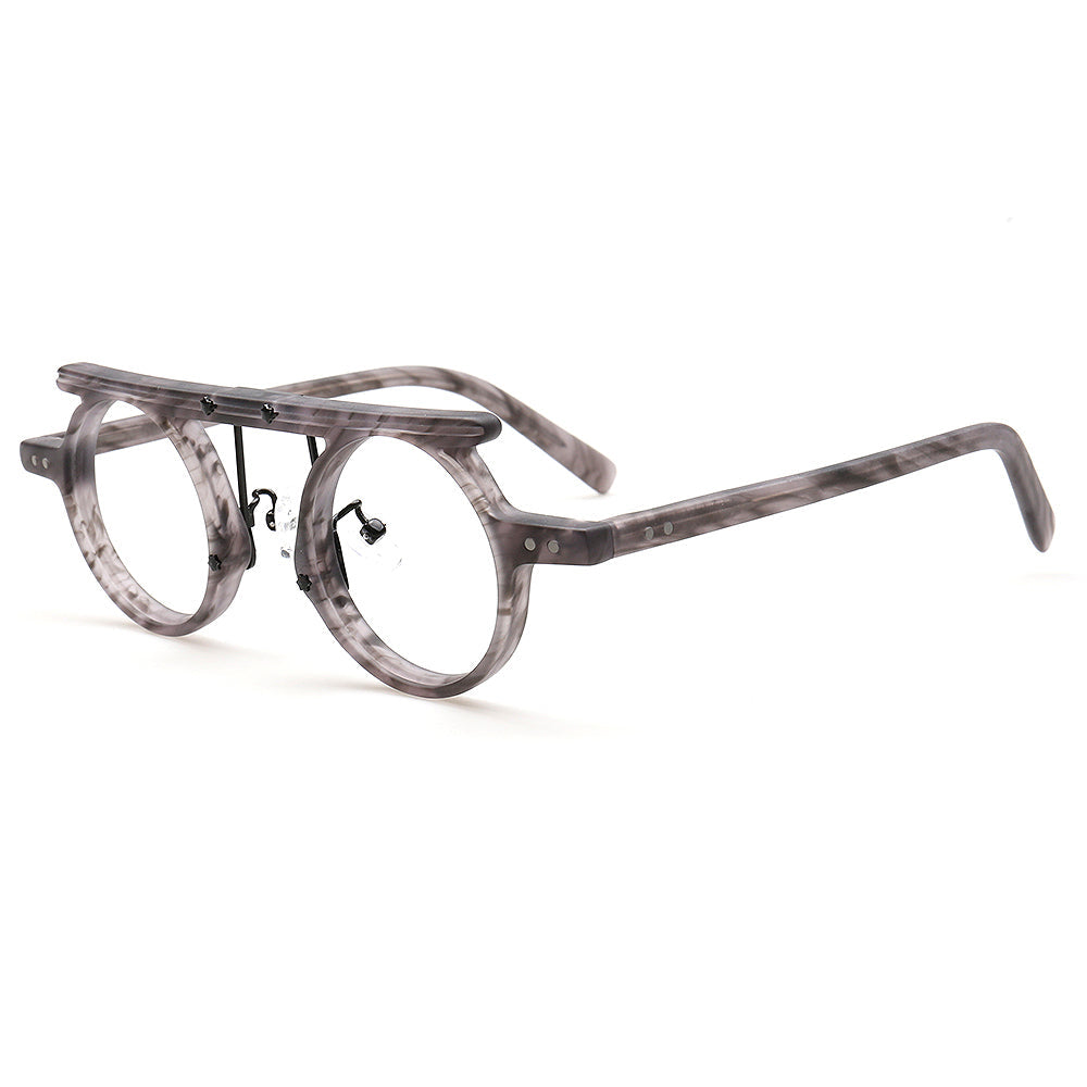 Hester | Retro Flat Top Vintage Glasses Frames Men | Round Nerd Stylish Women Eyeglasses Frames
