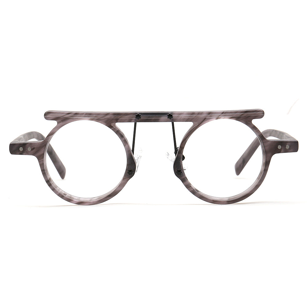 Hester | Retro Flat Top Vintage Glasses Frames Men | Round Nerd Stylish Women Eyeglasses Frames