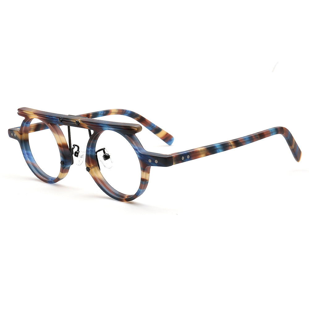 Hester | Retro Flat Top Vintage Glasses Frames Men | Round Nerd Stylish Women Eyeglasses Frames