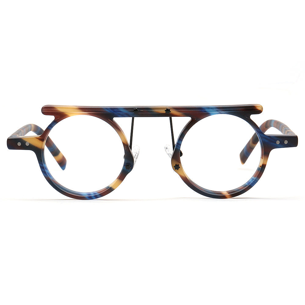 Hester | Retro Flat Top Vintage Glasses Frames Men | Round Nerd Stylish Women Eyeglasses Frames