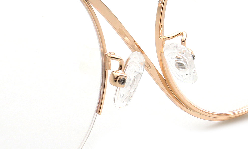 Carine | Stylish Women Oversize Metal Eyewear Rainbow | Fashionable Half Rim Round Glasses Frames Semi Rimless