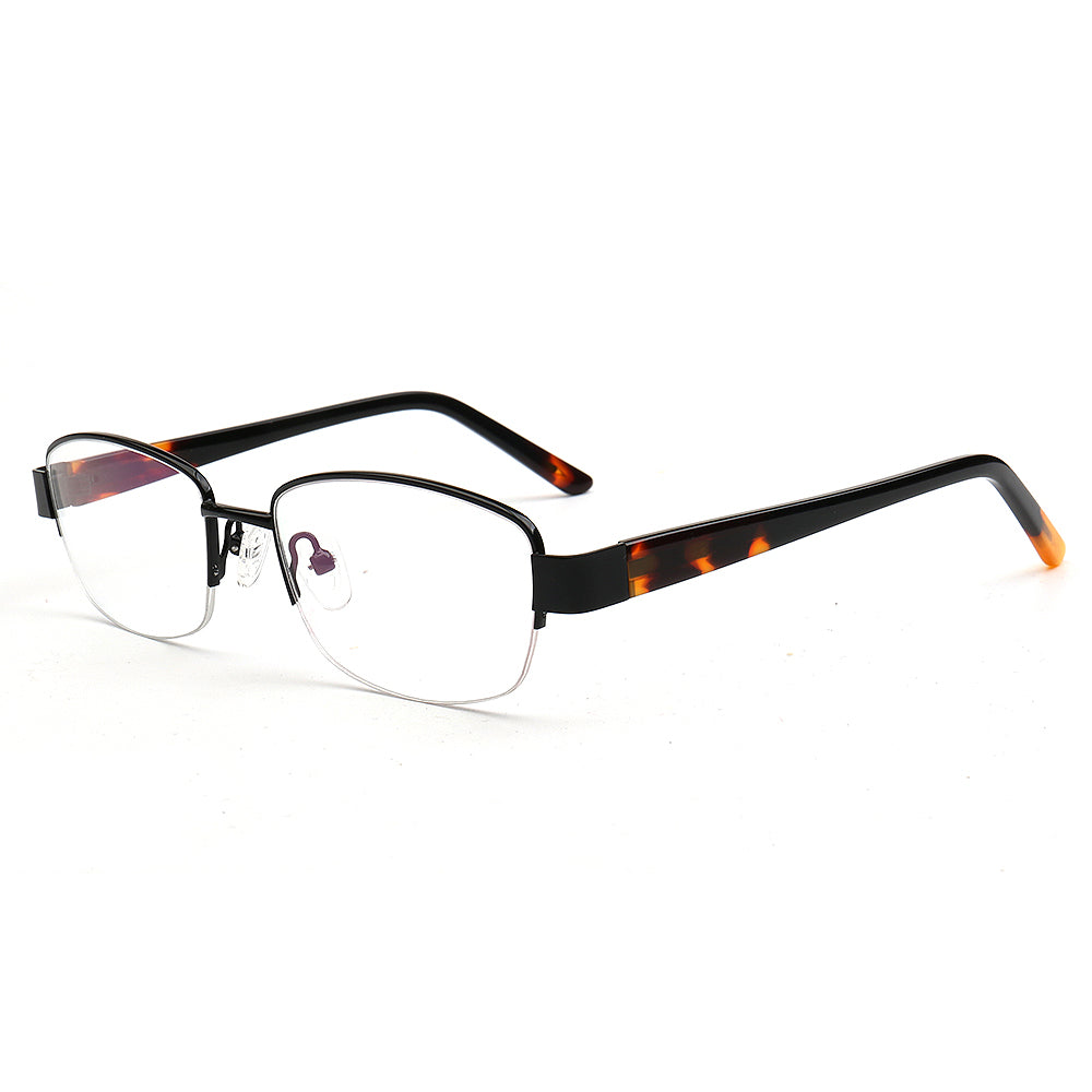 Emma | Classic Women Semi Rimless Eyeglass Frames |  Half Rim Rectangle Metal Female Eyewear