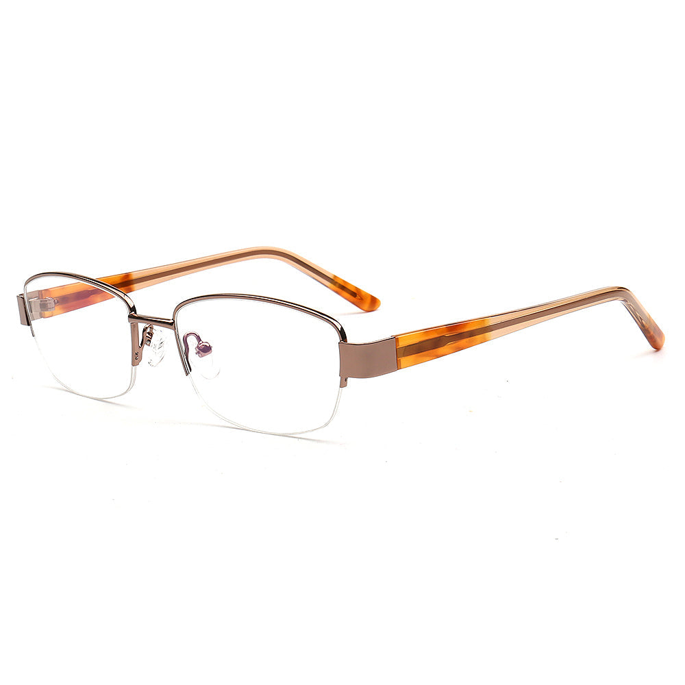 Emma | Classic Women Semi Rimless Eyeglass Frames |  Half Rim Rectangle Metal Female Eyewear