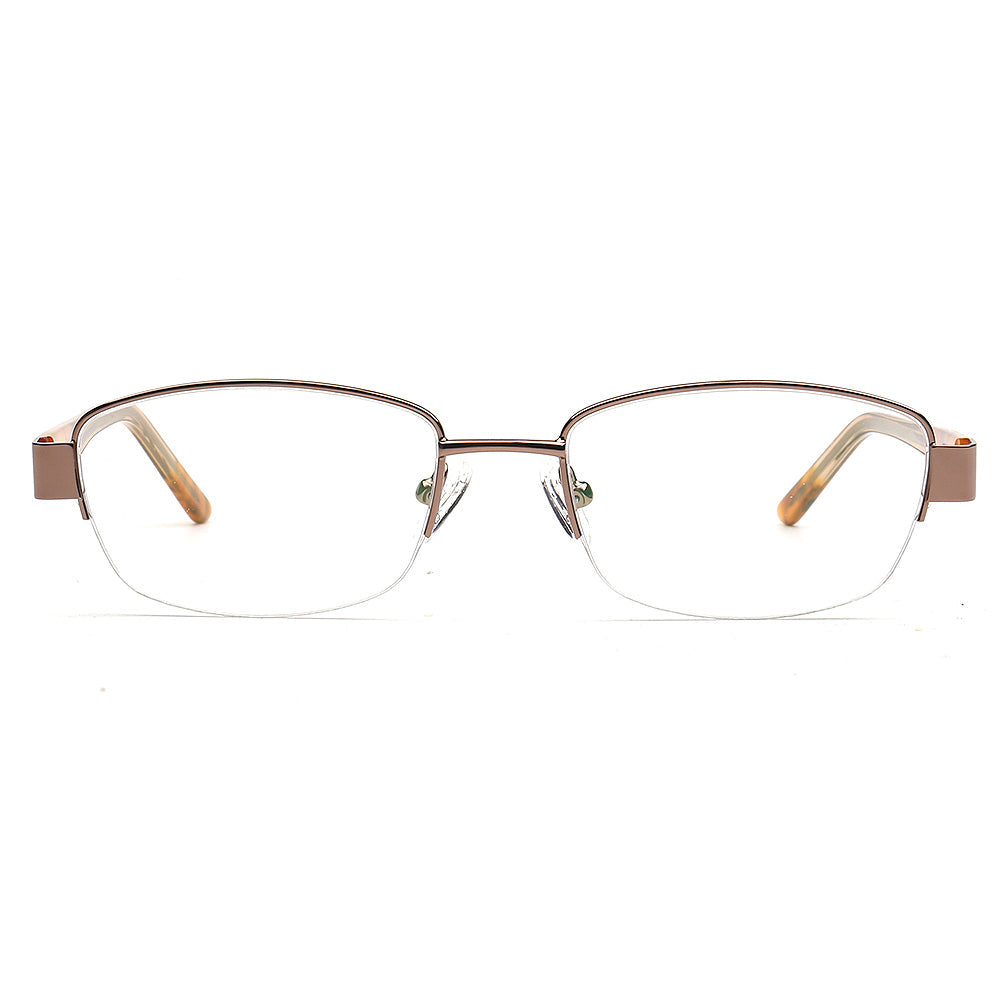 Emma | Classic Women Semi Rimless Eyeglass Frames |  Half Rim Rectangle Metal Female Eyewear