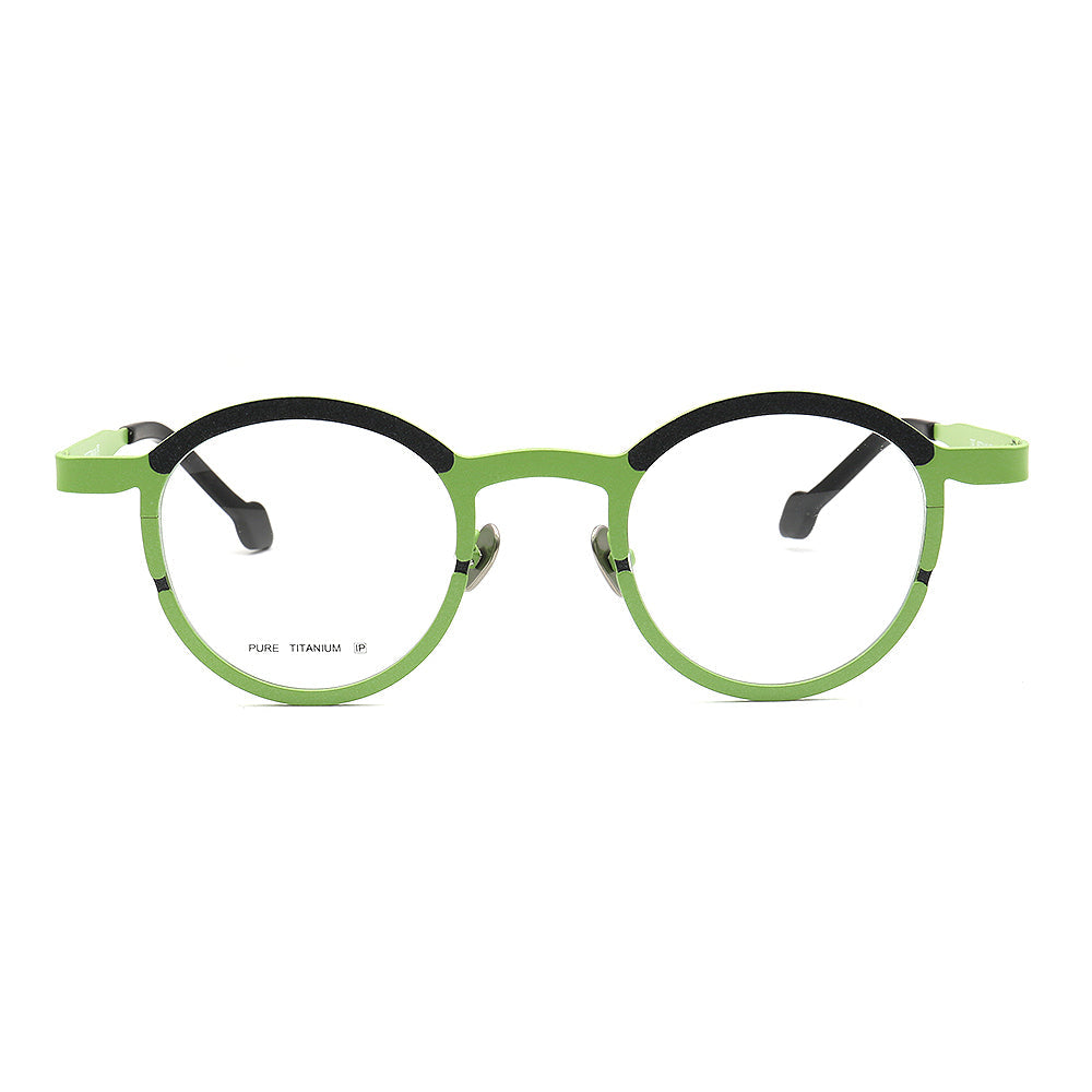 Riley | Round Two Tone Orange Womens Eyeglass Frames | Light Colorful Mens Titanium Glasses Online