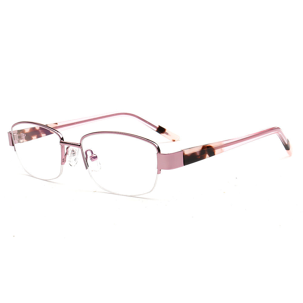 Emma | Classic Women Semi Rimless Eyeglass Frames |  Half Rim Rectangle Metal Female Eyewear
