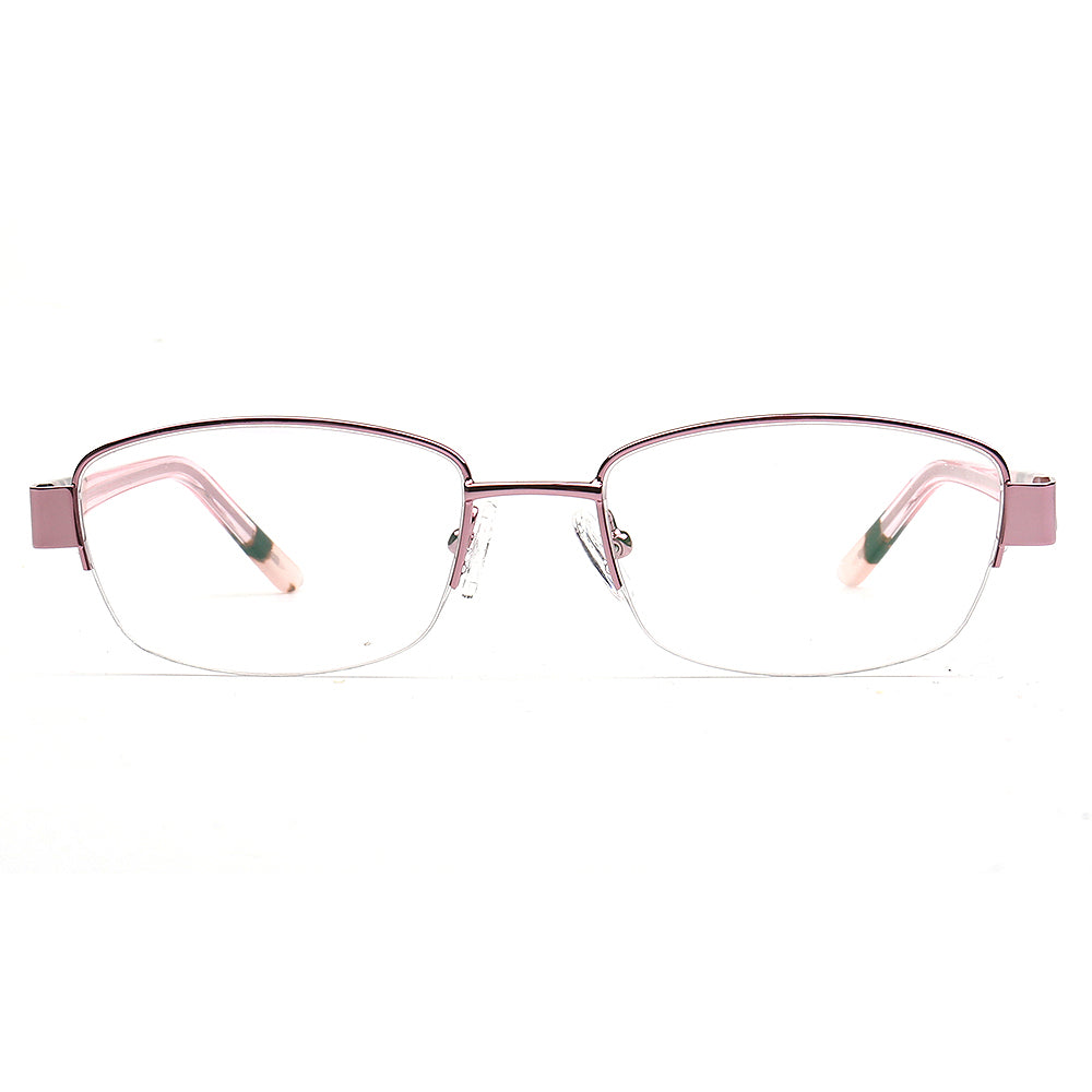 Emma | Classic Women Semi Rimless Eyeglass Frames |  Half Rim Rectangle Metal Female Eyewear