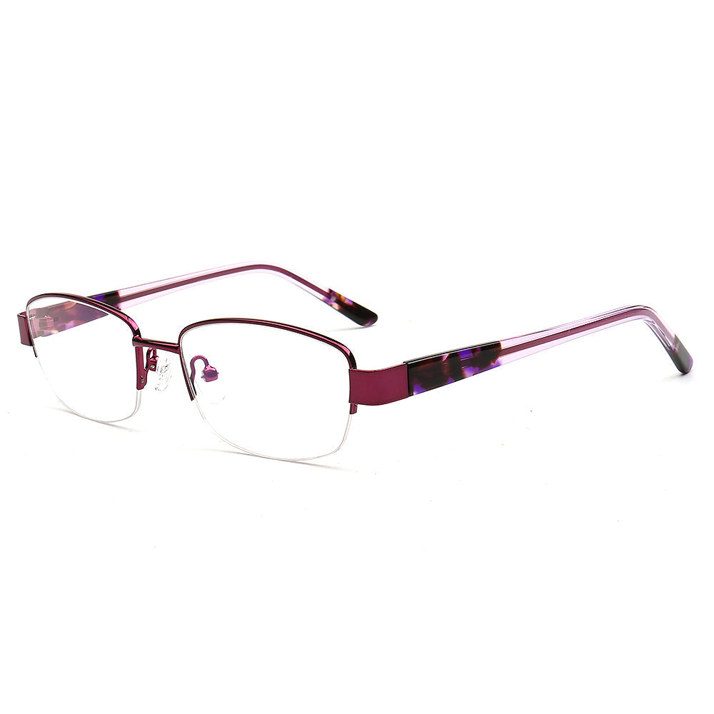 Emma | Classic Women Semi Rimless Eyeglass Frames |  Half Rim Rectangle Metal Female Eyewear