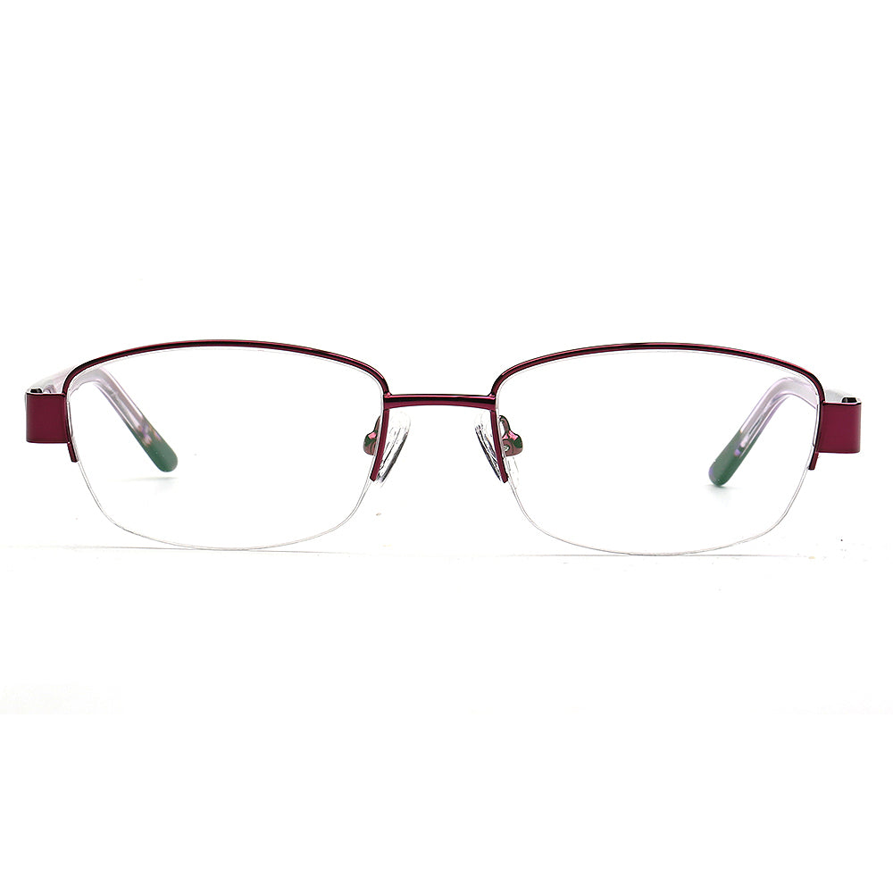 Emma | Classic Women Semi Rimless Eyeglass Frames |  Half Rim Rectangle Metal Female Eyewear