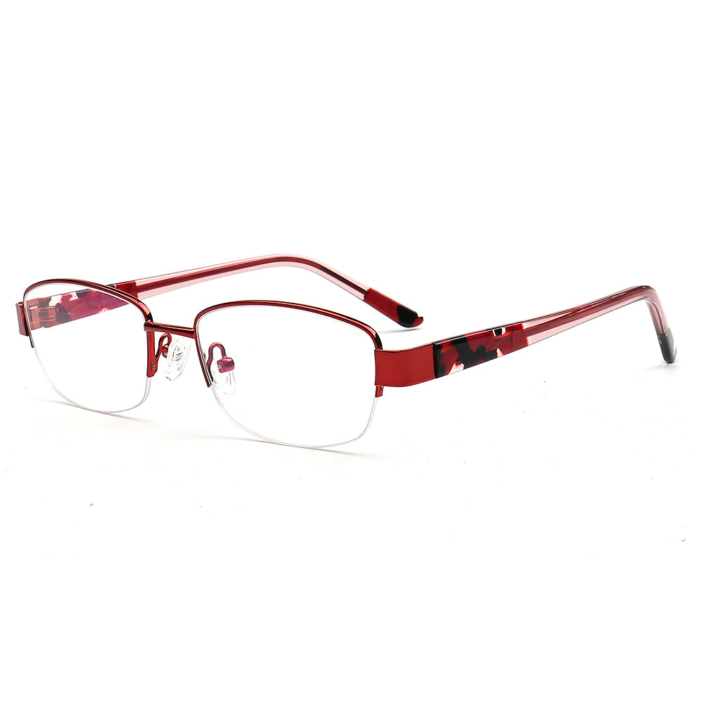 Emma | Classic Women Semi Rimless Eyeglass Frames |  Half Rim Rectangle Metal Female Eyewear