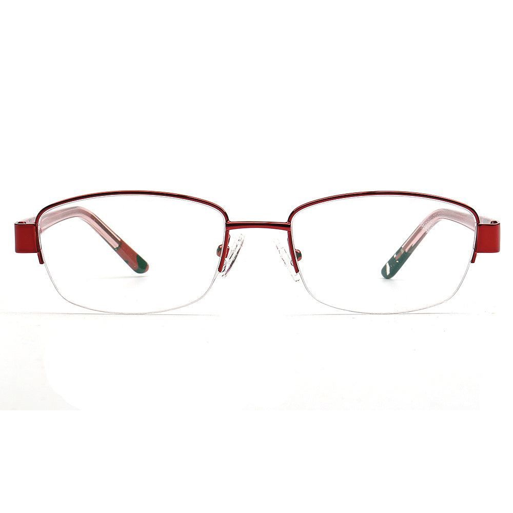 Emma | Classic Women Semi Rimless Eyeglass Frames |  Half Rim Rectangle Metal Female Eyewear