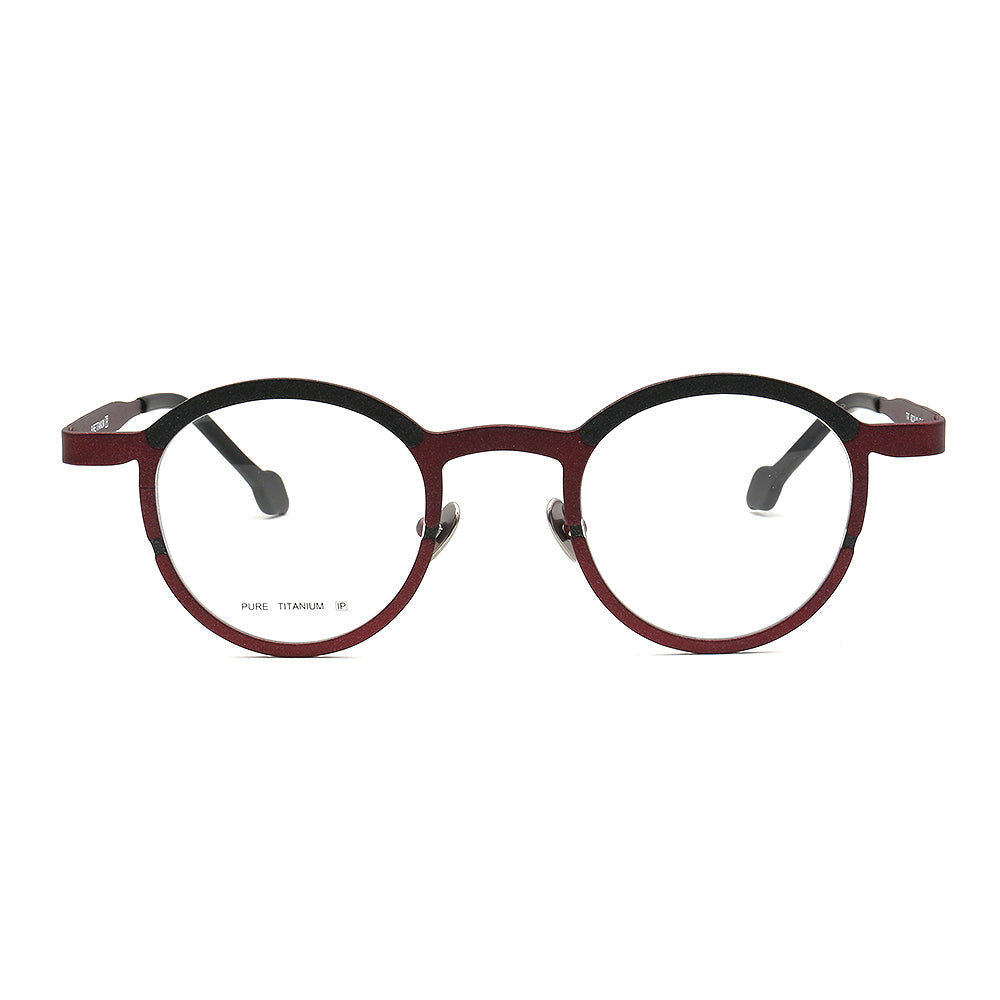 Riley | Round Two Tone Orange Womens Eyeglass Frames | Light Colorful Mens Titanium Glasses Online