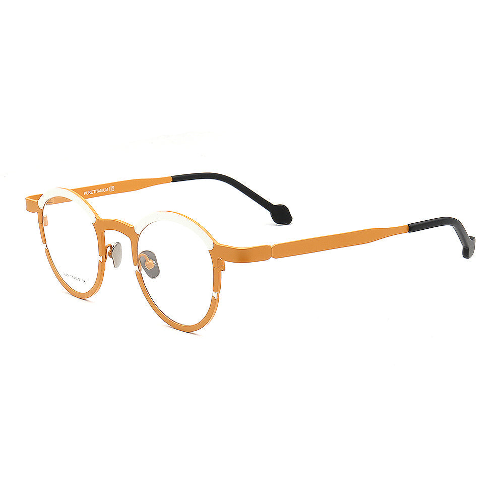 Riley | Round Two Tone Orange Womens Eyeglass Frames | Light Colorful Mens Titanium Glasses Online