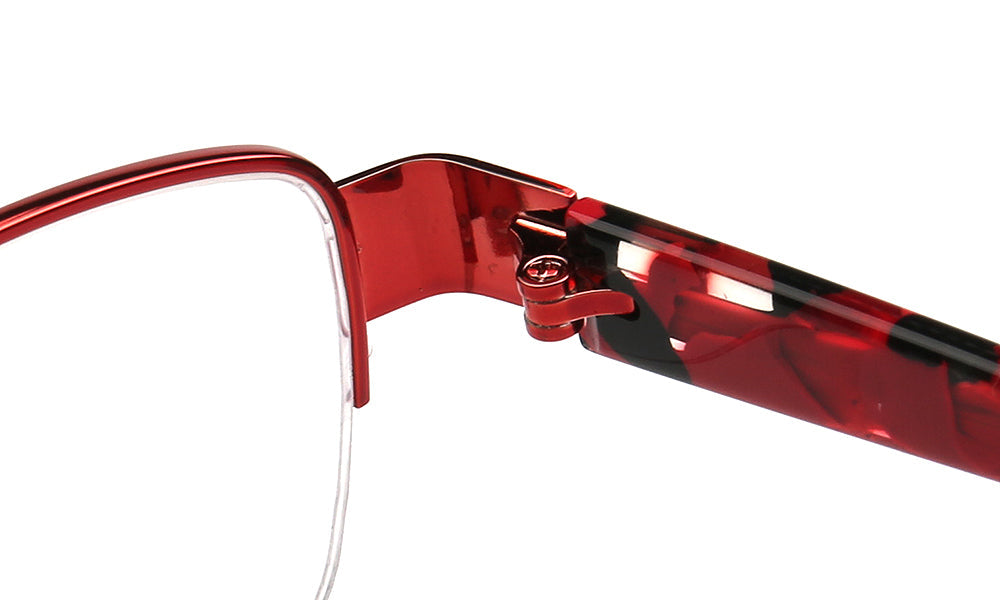 Emma | Classic Women Semi Rimless Eyeglass Frames |  Half Rim Rectangle Metal Female Eyewear