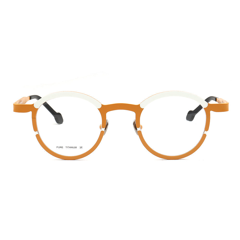 Riley | Round Two Tone Orange Womens Eyeglass Frames | Light Colorful Mens Titanium Glasses Online