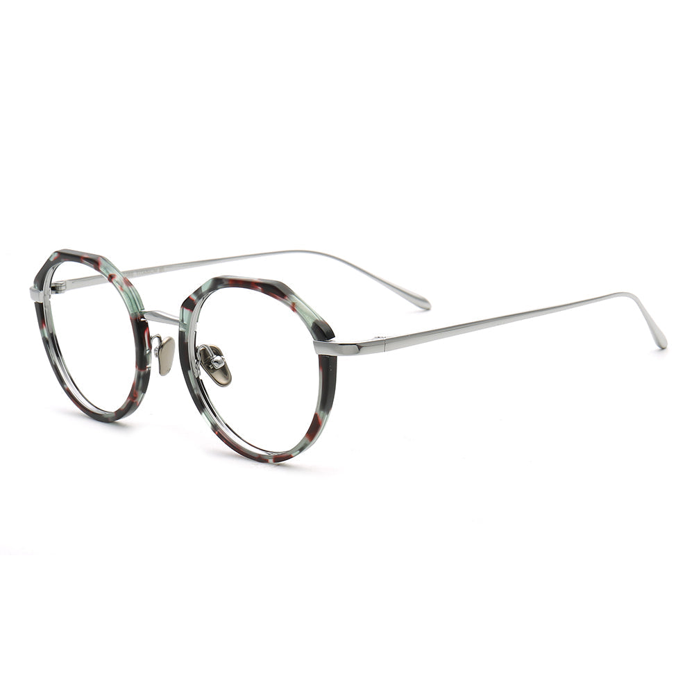Layken | Stylish Round Floral Titanium Eyeglasses