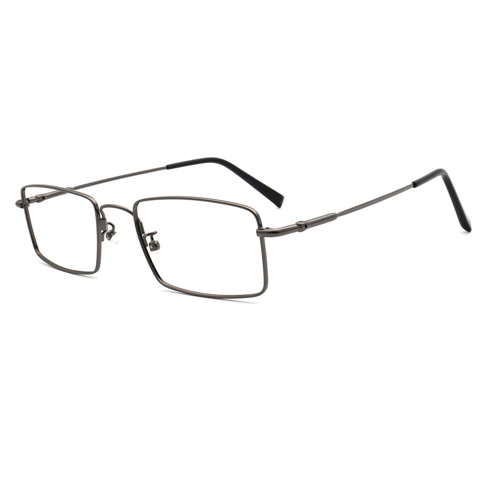 Lucas | Mens Square Flexible Memory Metal Eyeglasses | Rectangular Business Glasses Frames for Men