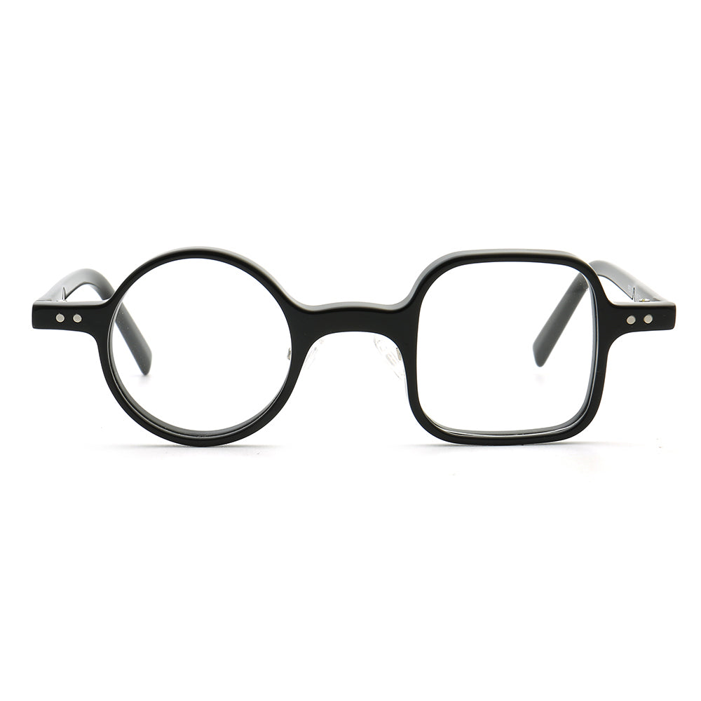 Harper | Retro Mismatch Round & Square Eyeglasses | Unique Acetate Eyeglasses w/ Tortoise Shell Design
