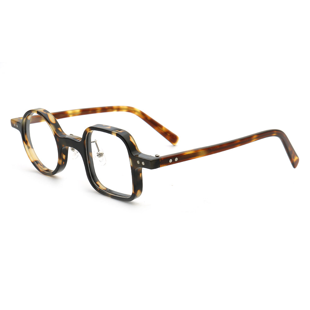 Harper | Retro Mismatch Round & Square Eyeglasses | Unique Acetate Eyeglasses w/ Tortoise Shell Design