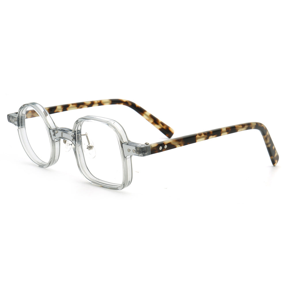 Harper | Retro Mismatch Round & Square Eyeglasses | Unique Acetate Eyeglasses w/ Tortoise Shell Design