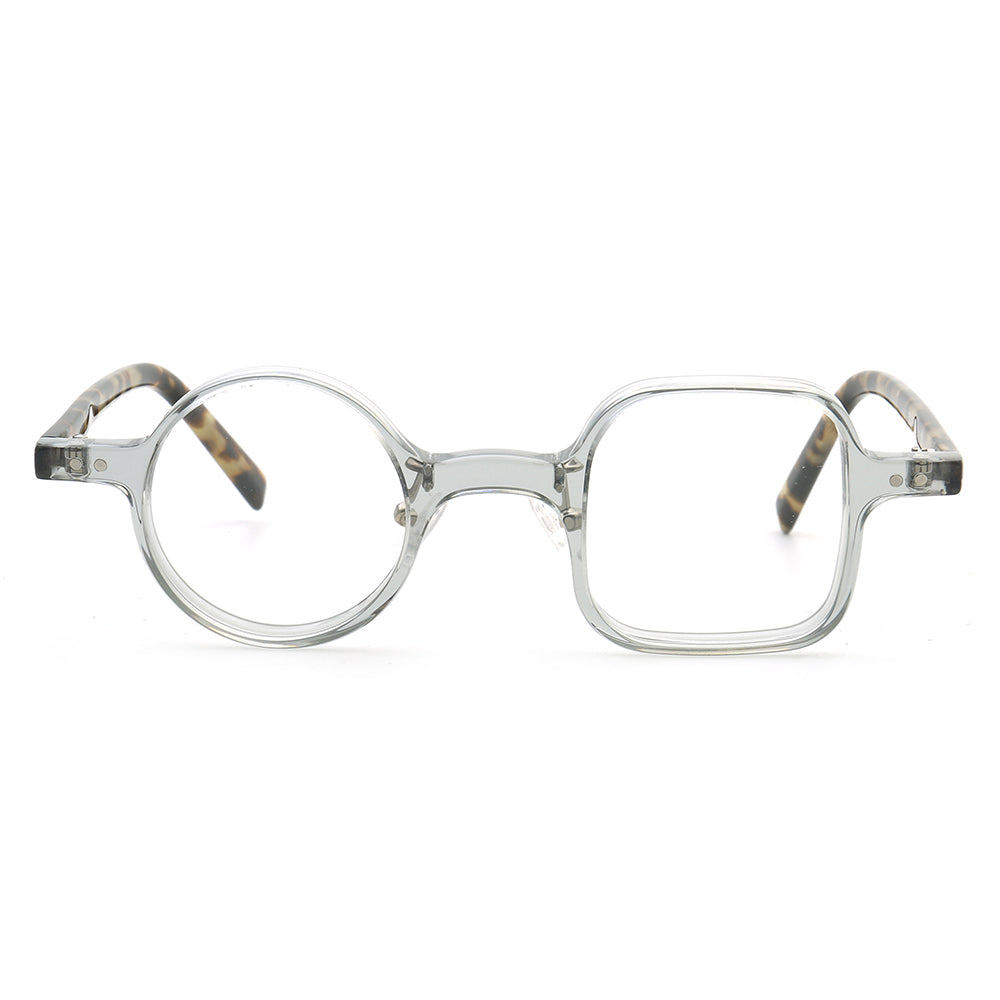 Harper | Retro Mismatch Round & Square Eyeglasses | Unique Acetate Eyeglasses w/ Tortoise Shell Design