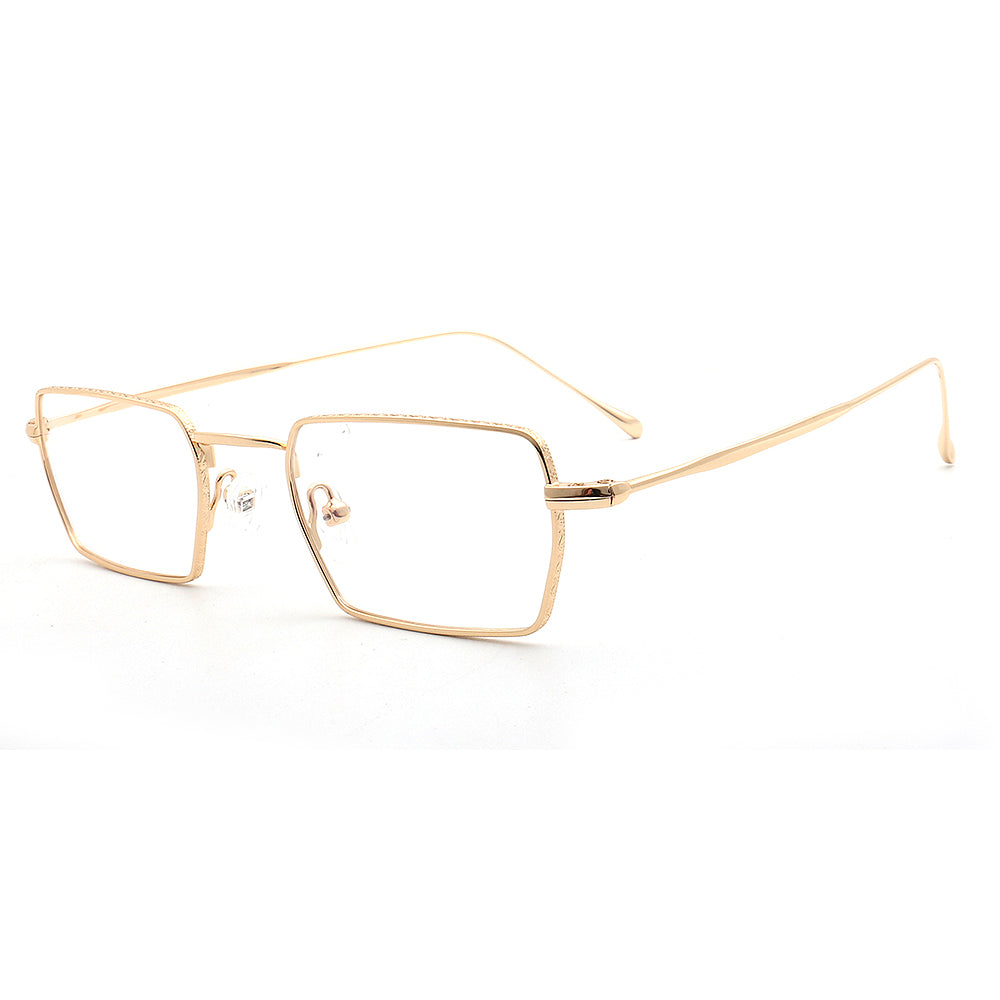 Henry | Mens Business Metal Glasses Frames | Classic Rectangle Eyewear Gold Spectacles