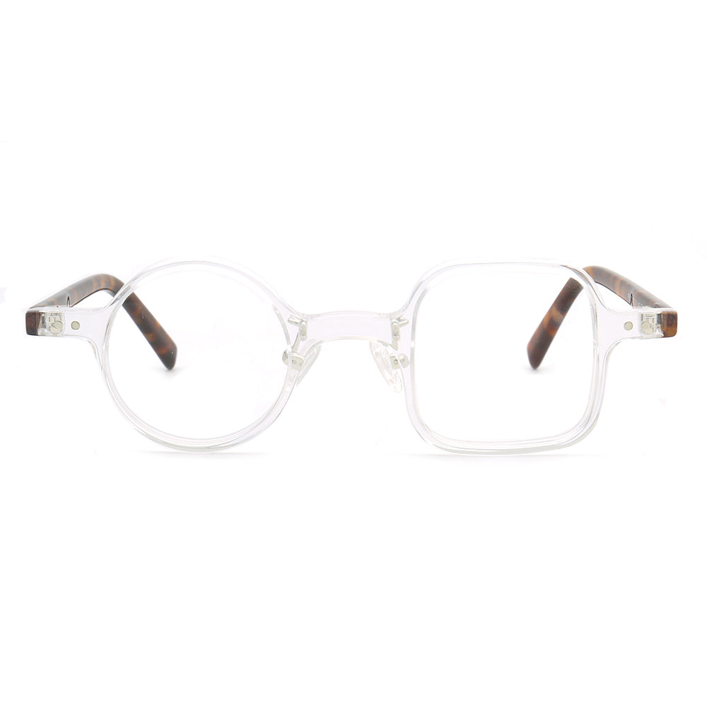 Harper | Retro Mismatch Round & Square Eyeglasses | Unique Acetate Eyeglasses w/ Tortoise Shell Design