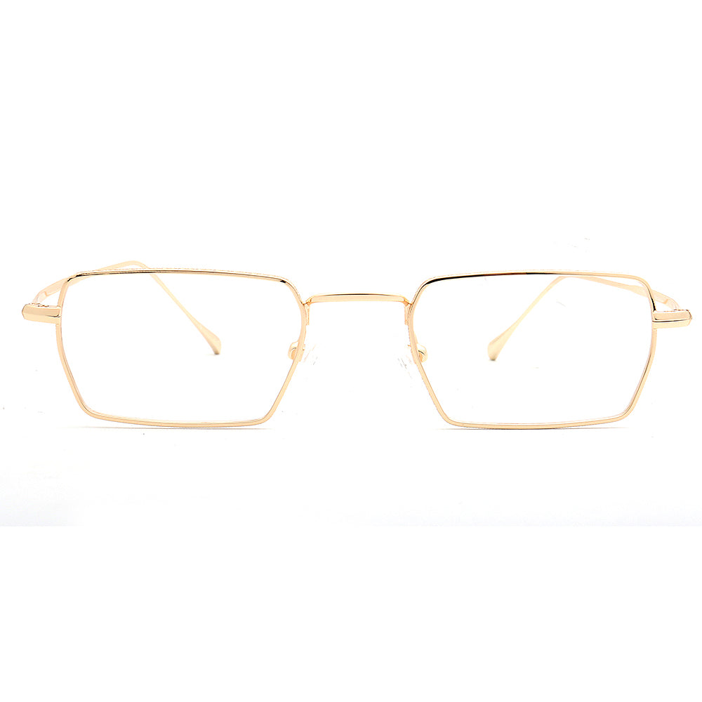 Henry | Mens Business Metal Glasses Frames | Classic Rectangle Eyewear Gold Spectacles