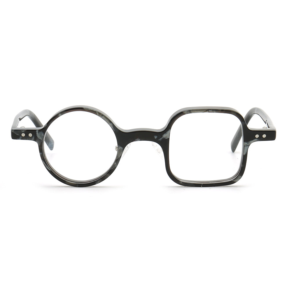 Harper | Retro Mismatch Round & Square Eyeglasses | Unique Acetate Eyeglasses w/ Tortoise Shell Design