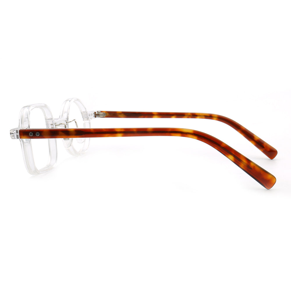 Harper | Retro Mismatch Round & Square Eyeglasses | Unique Acetate Eyeglasses w/ Tortoise Shell Design
