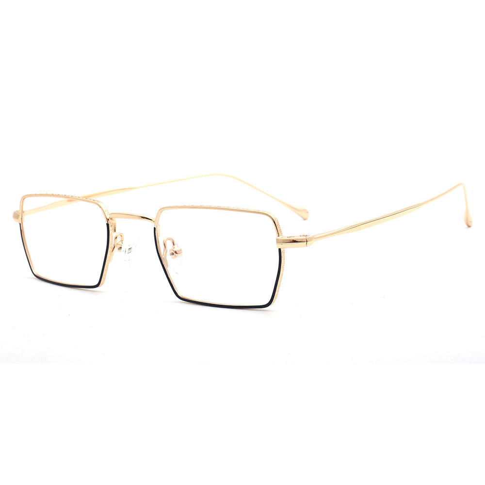 Henry | Mens Business Metal Glasses Frames | Classic Rectangle Eyewear Gold Spectacles
