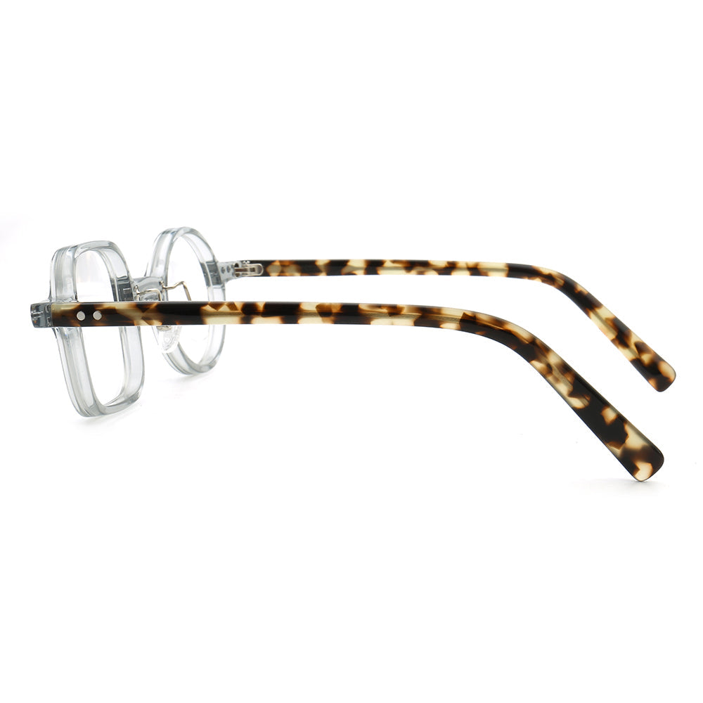 Harper | Retro Mismatch Round & Square Eyeglasses | Unique Acetate Eyeglasses w/ Tortoise Shell Design