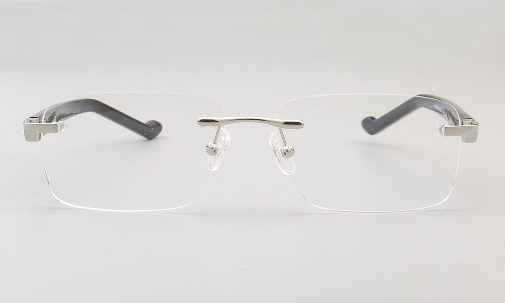 Cyrus | Rimless Tortoise Shell Glasses w/ Square Frame | Rectangular Modern Business Eyewear
