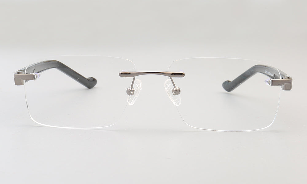 Cyrus | Rimless Tortoise Shell Glasses w/ Square Frame | Rectangular Modern Business Eyewear