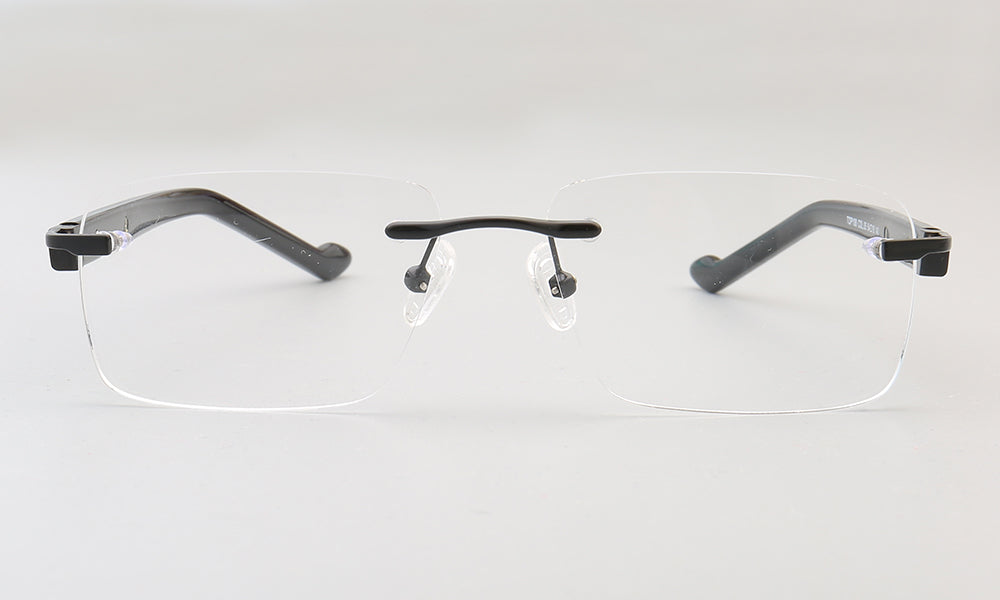 Cyrus | Rimless Tortoise Shell Glasses w/ Square Frame | Rectangular Modern Business Eyewear