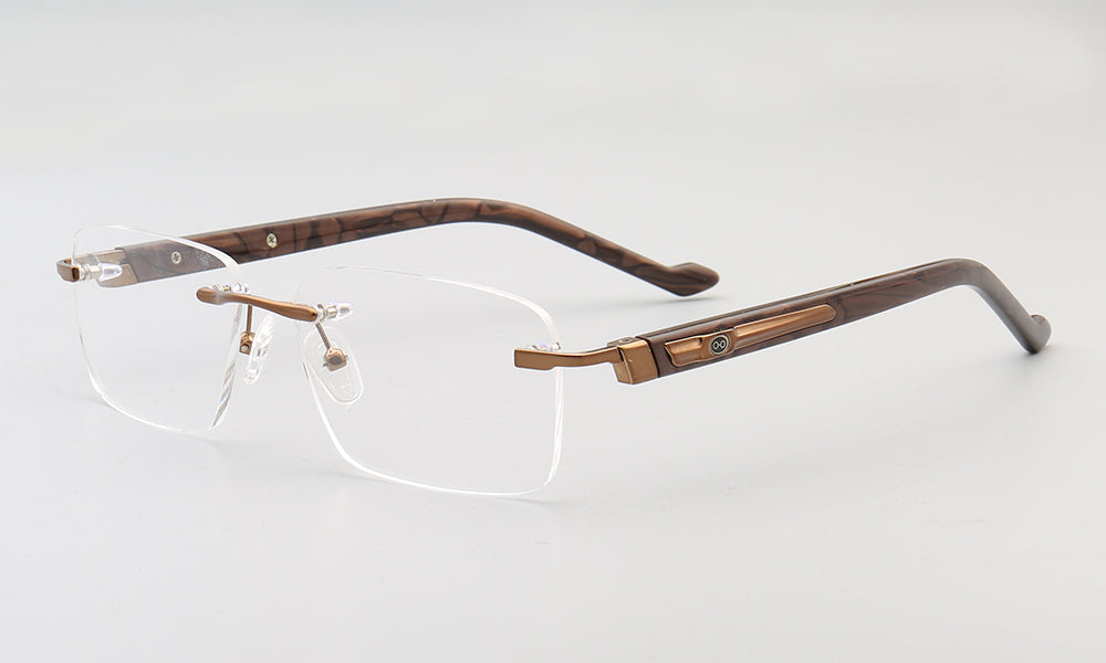 Cyrus | Rimless Tortoise Shell Glasses w/ Square Frame | Rectangular Modern Business Eyewear