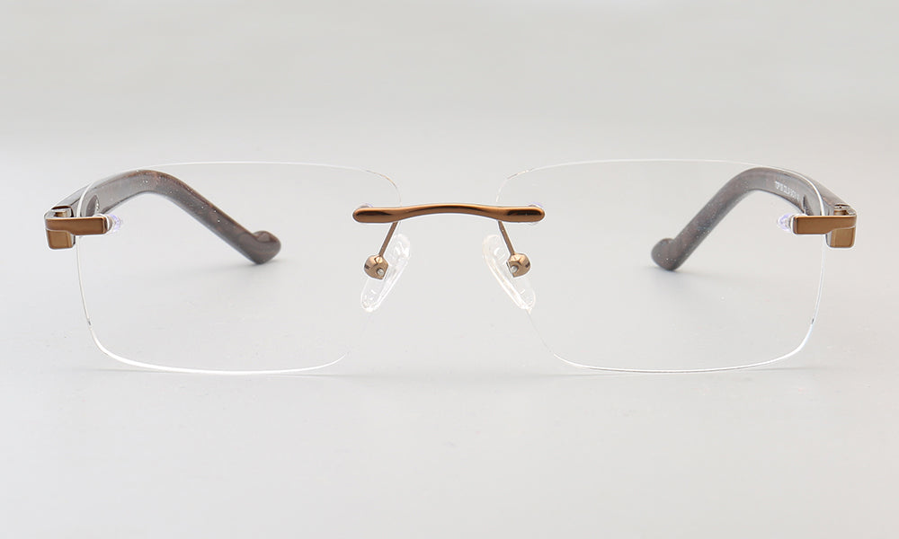 Cyrus | Rimless Tortoise Shell Glasses w/ Square Frame | Rectangular Modern Business Eyewear