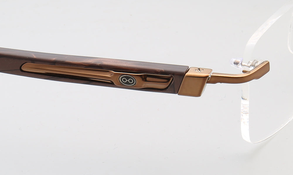 Cyrus | Rimless Tortoise Shell Glasses w/ Square Frame | Rectangular Modern Business Eyewear