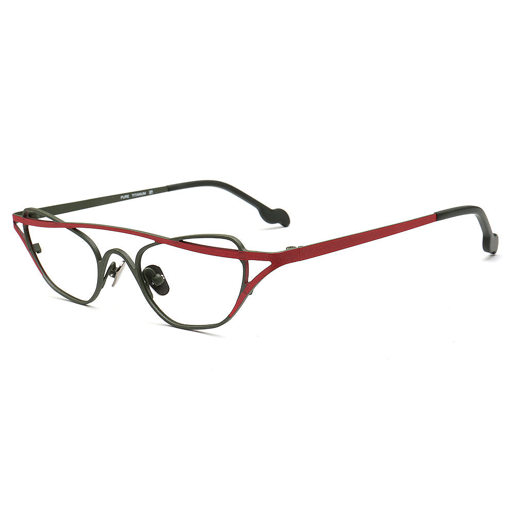Cora | Titanium Cat Eye Glasses Frames For Women | Funky Geometric Eyewear Chic Spectacles