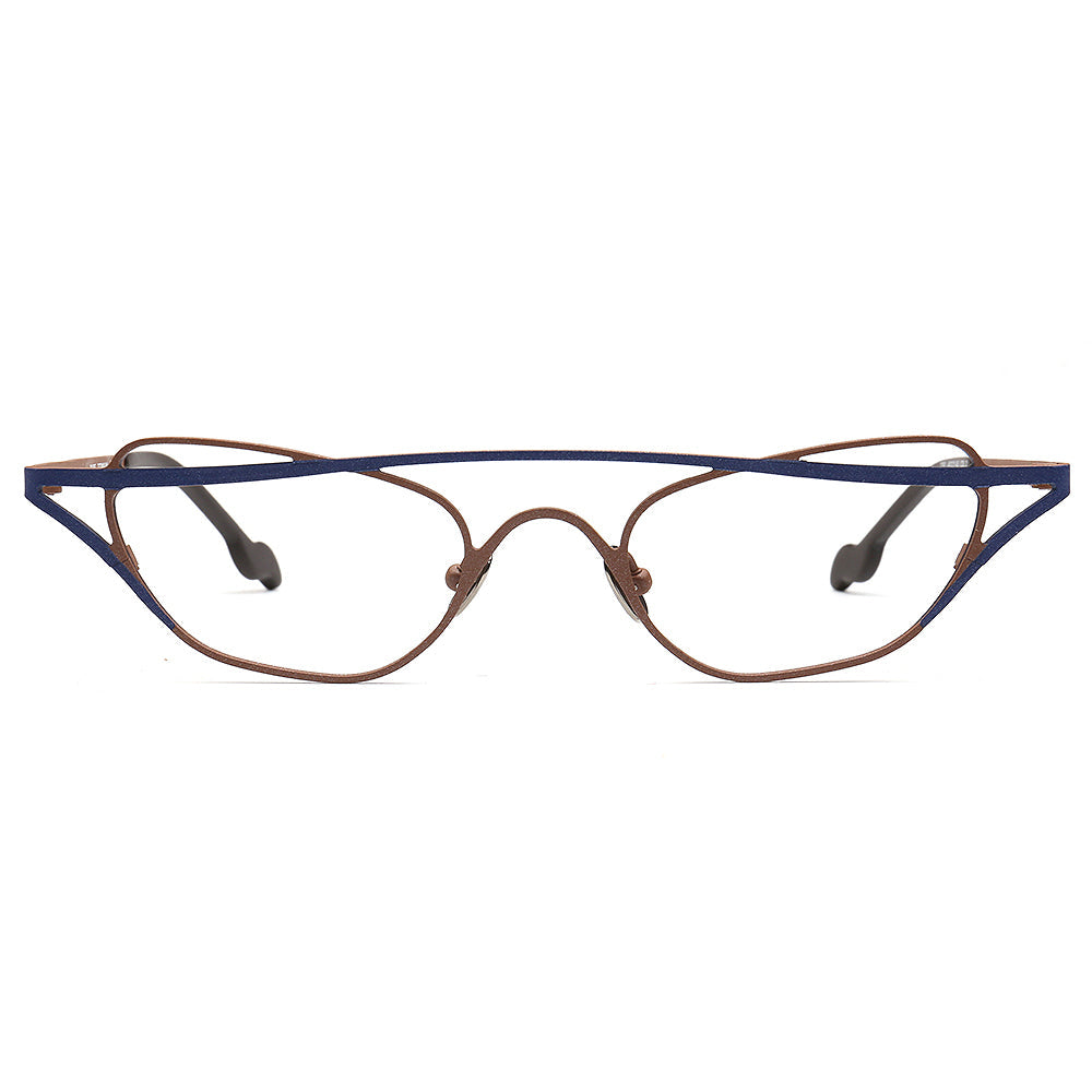 Cora | Titanium Cat Eye Glasses Frames For Women | Funky Geometric Eyewear Chic Spectacles