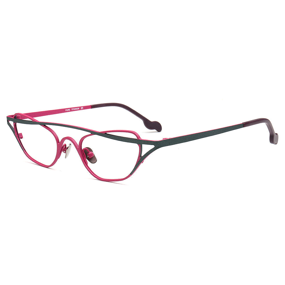 Cora | Titanium Cat Eye Glasses Frames For Women | Funky Geometric Eyewear Chic Spectacles