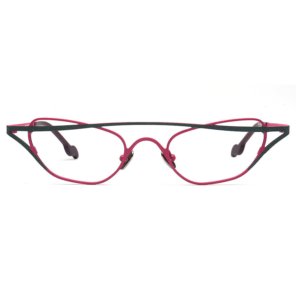 Cora | Titanium Cat Eye Glasses Frames For Women | Funky Geometric Eyewear Chic Spectacles
