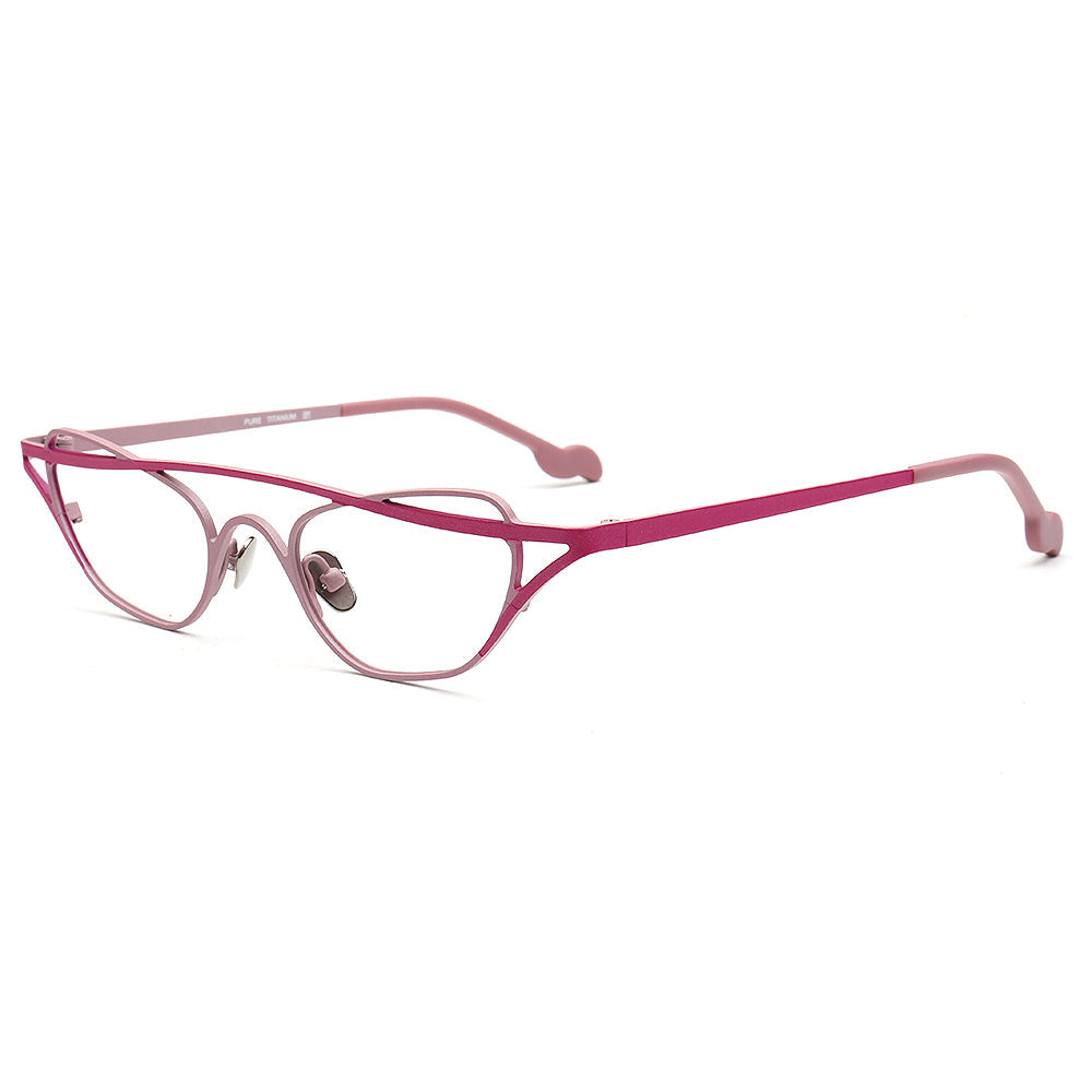 Cora | Titanium Cat Eye Glasses Frames For Women | Funky Geometric Eyewear Chic Spectacles