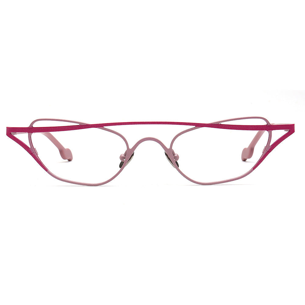 Cora | Titanium Cat Eye Glasses Frames For Women | Funky Geometric Eyewear Chic Spectacles