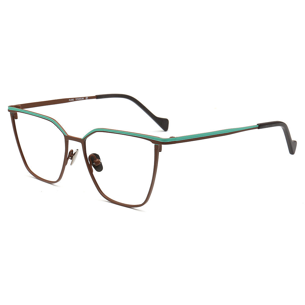 Zoey | Modern Titanium Cat Eye Glasses Frames For Women | Two Toned Female Oversize Eyewear